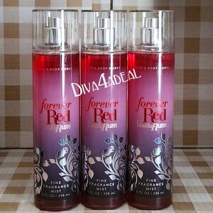 3X Bath & Body Works FOREVER RED VANILLA RUM 8 oz Mist Spray Bundle